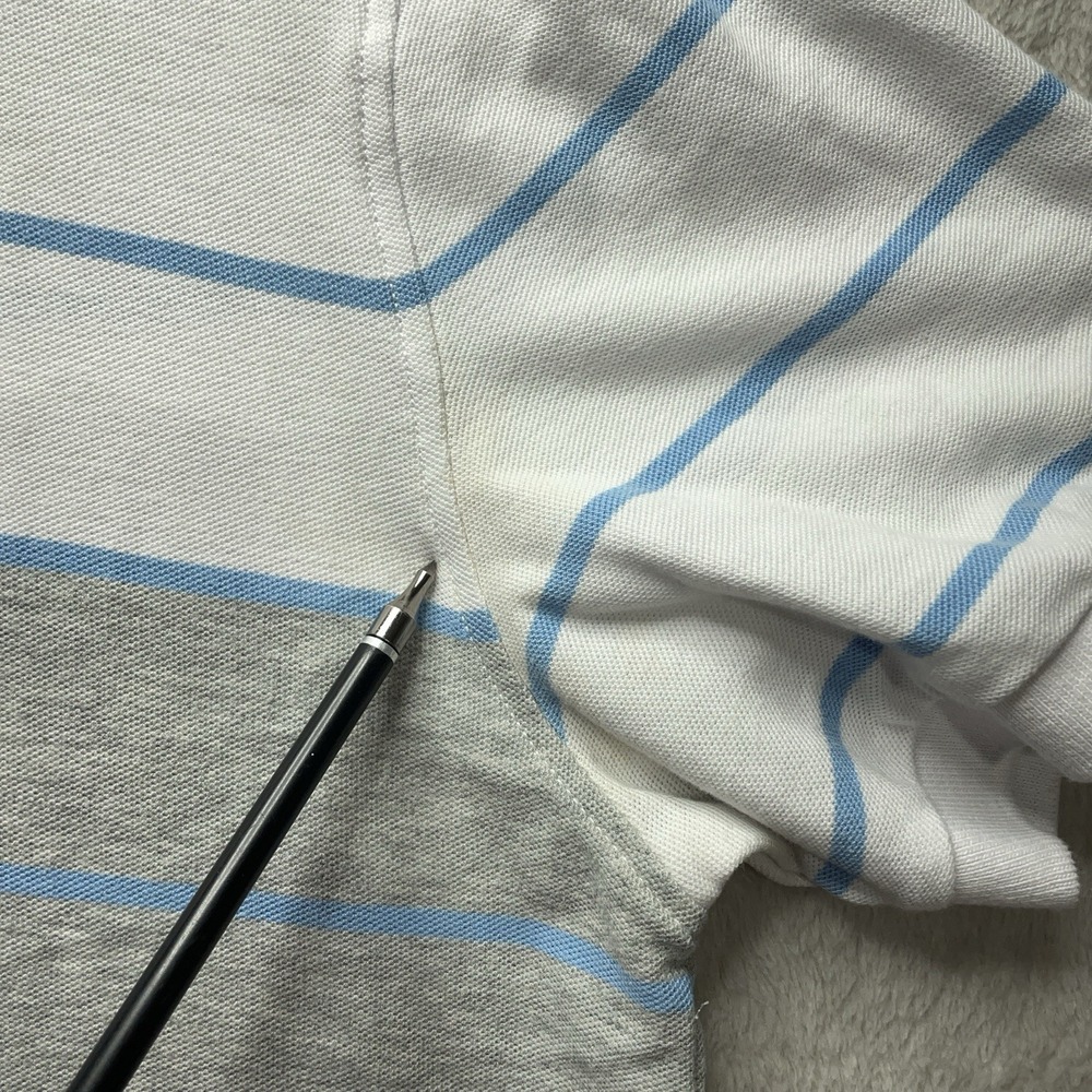 Vintage Y2K Nautica Performance Deck Polo Shirt Men's L Striped Blue Logo Preppy - Picture 3 of 11